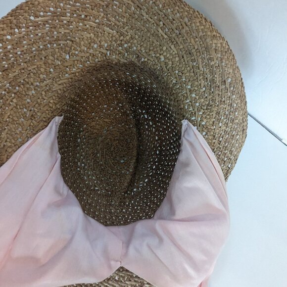Cottage Core Straw Hat Neck SPF Scarf Sun Beach Coastal Boho Wide Brim - Picture 7 of 7